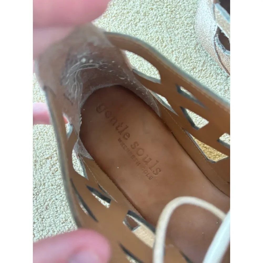 Gentle Souls by Kenneth Cole Rose Gold Metallic Caged Lace-Up Sandals